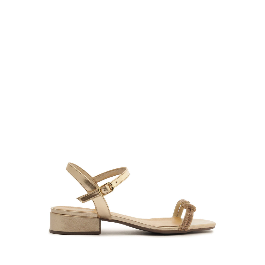 SANDALIA ECO NAPA METAL OURO / CRISTAL